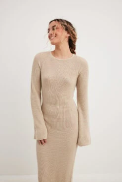 NA-KD Open Back Lace Detail Knitted Maxi Dress -Na-Kd nakd open back lace detail knitted maxi dress 1100 006235 0005 35449