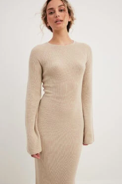 NA-KD Open Back Lace Detail Knitted Maxi Dress -Na-Kd nakd open back lace detail knitted maxi dress 1100 006235 0005 35452