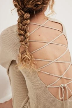 NA-KD Open Back Lace Detail Knitted Maxi Dress -Na-Kd nakd open back lace detail knitted maxi dress 1100 006235 0005 35470