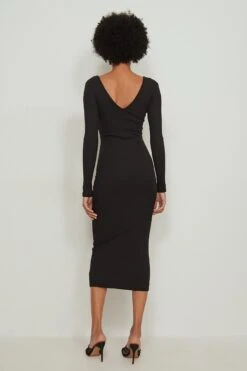 V-Neck Rib Long Sleeved Midi Dress -Na-Kd nakd organic v neck rib long sleeved midi dress 1044 000241 0002 03d 1