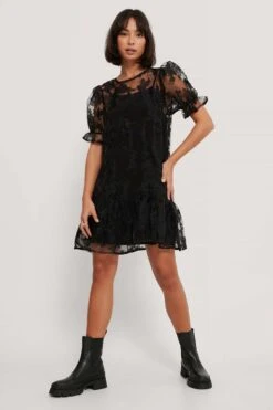 Organza Ruffle Hem Dress