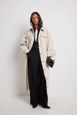 NA-KD Overshirt Maxi Coat -Na-Kd nakd overshirt maxi coat 1018 008788 1305 29587 01c