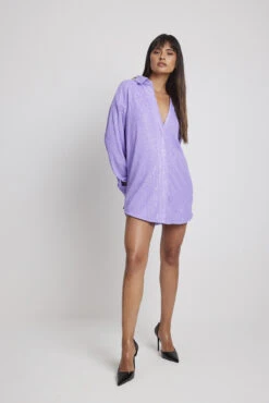 Oversized Sequin Shirt Dress -Na-Kd nakd oversized sequin shirt dress 1017 001565 0208 10001