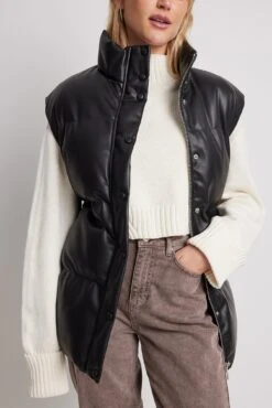 NA-KD Padded Belted Pu Vest -Na-Kd nakd padded belted pu vest 1100 006616 0002 16082