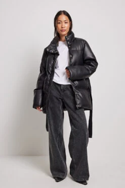 NA-KD Padded Pu Jacket -Na-Kd nakd padded pu jacket 1100 006617 0002 01c