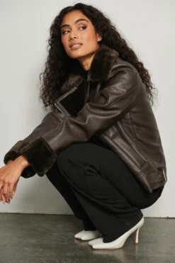 PU Bonded Aviator Jacket -Na-Kd nakd pu bonded aviator jacket 1018 008531 0017 05g