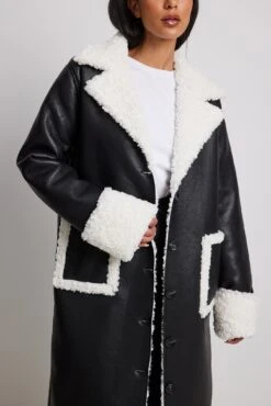 Pu Coat With Teddy Details -Na-Kd nakd pu coat with teddy details 1736 000420 0002 03