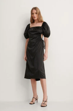 Puff Sleeve Cut Out Dress