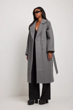 Raglan Sleeve Belted Coat -Na-Kd nakd raglan sleeve belted coat 1018 008260 0008 01c