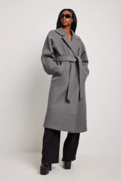 Raglan Sleeve Belted Coat -Na-Kd nakd raglan sleeve belted coat 1018 008260 0008 5330