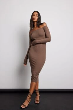 Rib Bare Shoulder Midi Dress 23 Rib Bare Shoulder Midi Dress -Na-Kd nakd rib bare shoulder midi dress 1044 000220 0017 30542