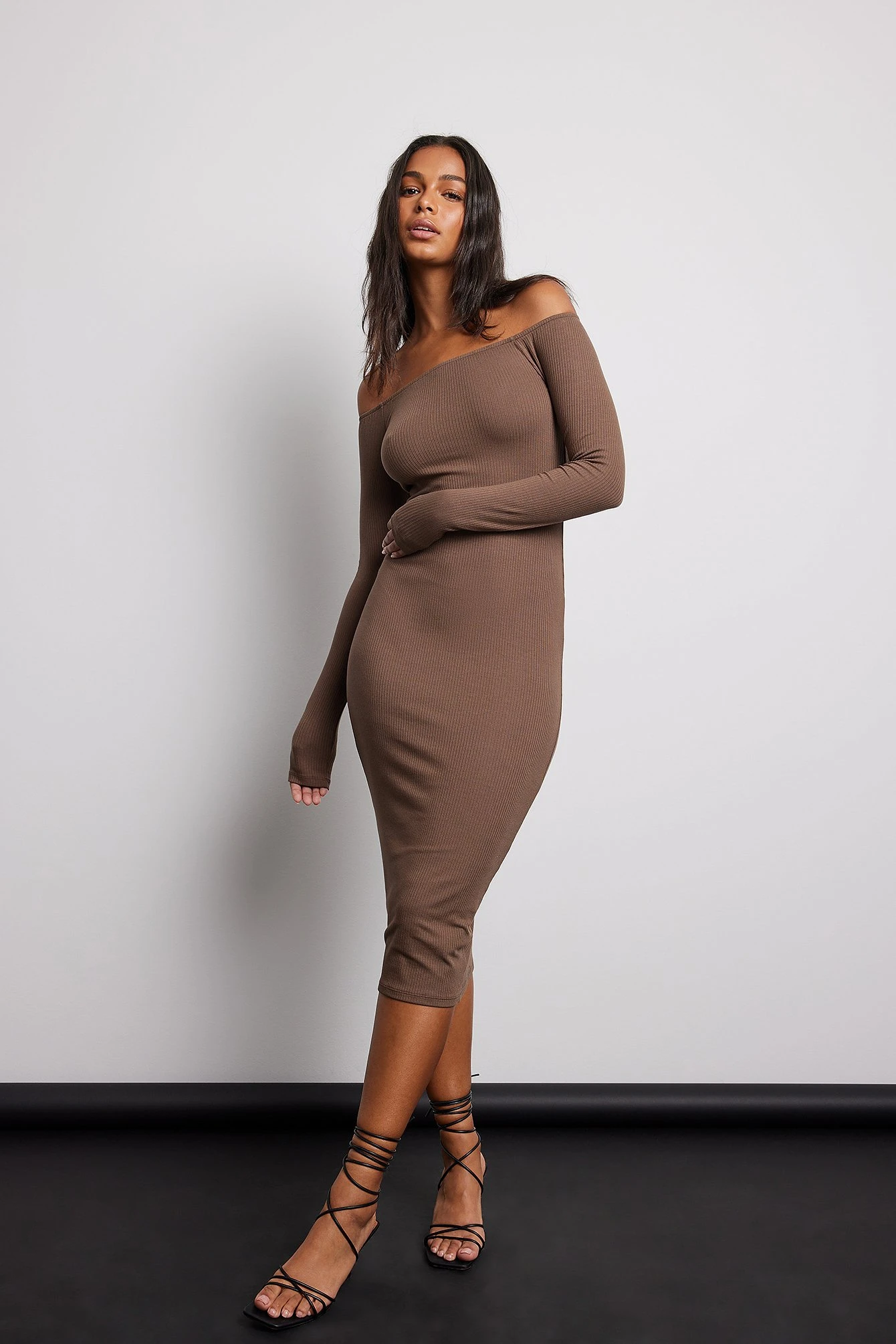 Rib Bare Shoulder Midi Dress 12 Rib Bare Shoulder Midi Dress - Image 10