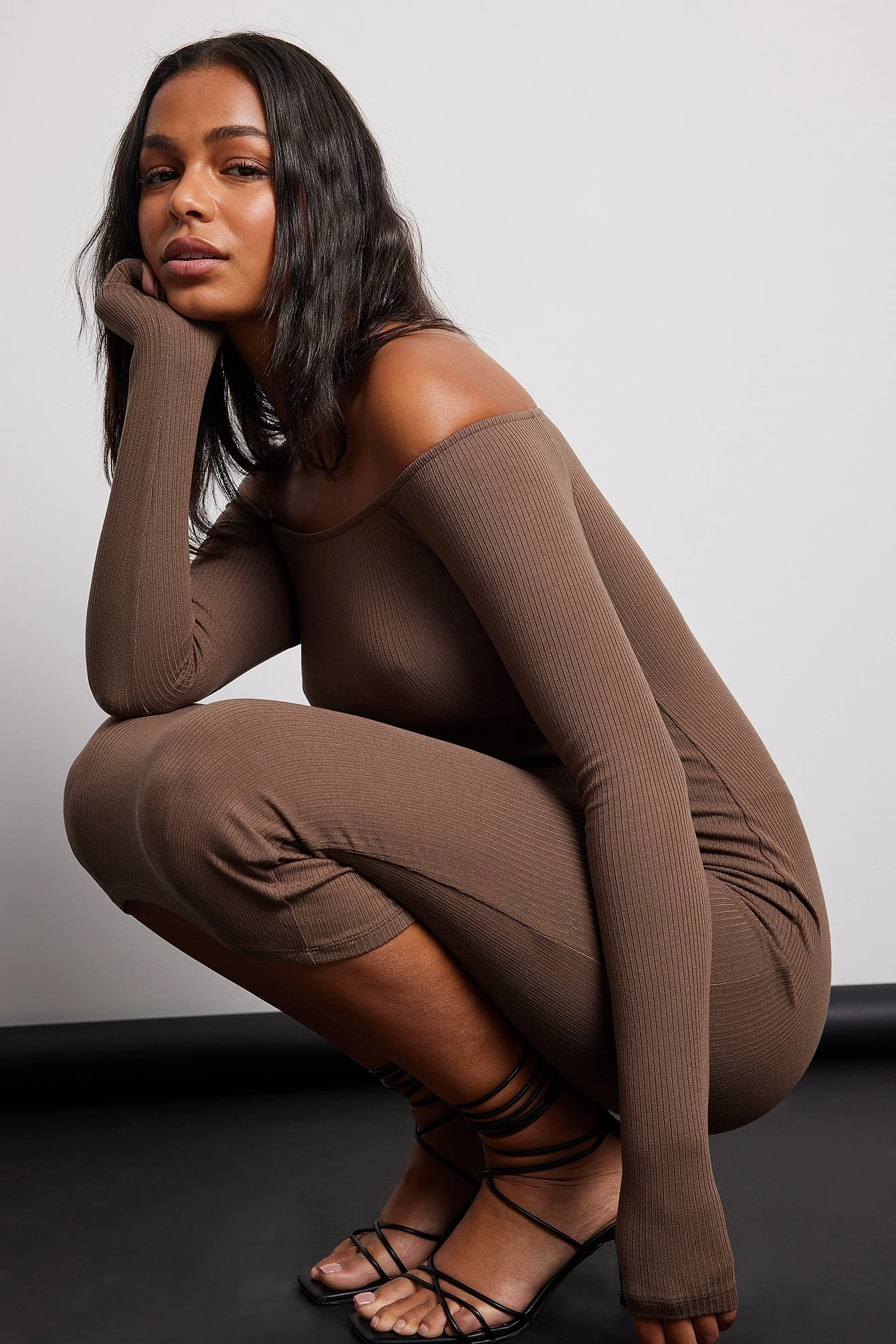 Rib Bare Shoulder Midi Dress 14 Rib Bare Shoulder Midi Dress - Image 12