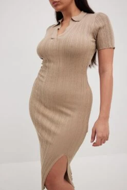 NA-KD Rib Knitted Collar Midi Dress 40 NA-KD Rib Knitted Collar Midi Dress -Na-Kd nakd rib knitted collar midi dress 1100 007092 0119 6964
