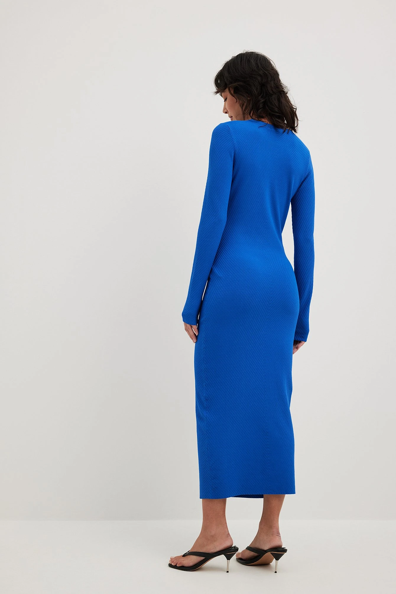 Rib Knitted Corset Detail Midi Dress - Image 6