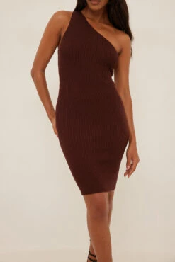 NA-KD Rib Knitted One Shoulder Mini Dress -Na-Kd nakd rib knitted one shoulder midi dress 1100 006148 0017 1395