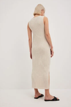 NA-KD Rib Knitted V-Neck Midi Dress -Na-Kd nakd rib knitted v neck midi dress 1100 007063 0140 0073