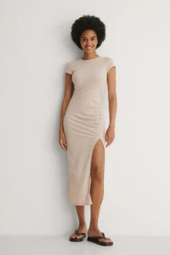 NA-KD Recycled Ribbed Draped Dress -Na-Kd nakd ribbed draped dress 1100 004815 0295 01c