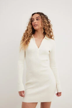 Ribbed Knitted Button Detail Mini Dress -Na-Kd nakd ribbed knitted button detail mini dress 1727 000112 0332 34343