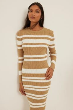 NA-KD Ribbed Knitted Striped Dress -Na-Kd nakd ribbed knitted striped dress 1100 006054 1727 2788