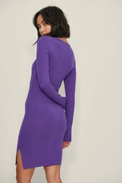Ribbed Slit Dress -Na-Kd nakd ribbed slit dress 1100 005909 0368 01b 2