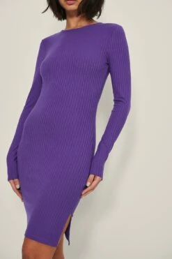 Ribbed Slit Dress -Na-Kd nakd ribbed slit dress 1100 005909 0368 04g 2