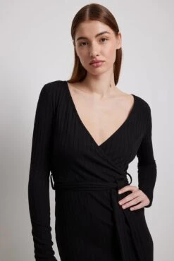 NA-KD Ribbed Wrap Belted Midi Dress -Na-Kd nakd ribbed wrap belted midi dress 1100 006915 0002 37938
