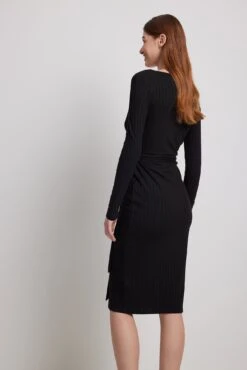 NA-KD Ribbed Wrap Belted Midi Dress -Na-Kd nakd ribbed wrap belted midi dress 1100 006915 0002 37948