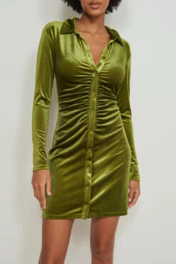 Rouched Button Velvet Dress -Na-Kd nakd rouched button velvet dress 1017 001184 3014 04g