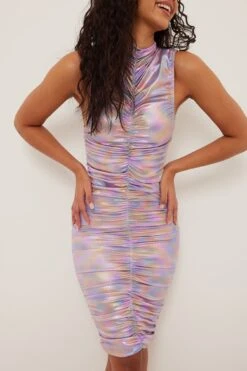 Rouched Shiny Mini Dress