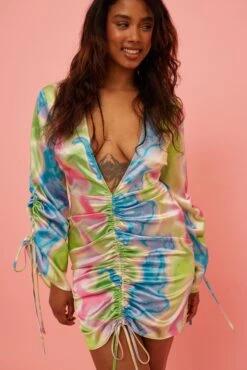 Recycled Satin Drawstring Mini Dress -Na-Kd nakd satin drawstring mini dress 1017 001481 9649 0484