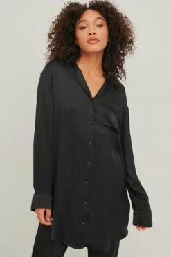Satin Loungewear Shirt Dress