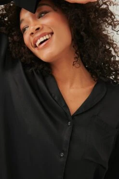 Satin Loungewear Shirt Dress -Na-Kd nakd satin loungewear shirt dress 1013 001009 0002 04g