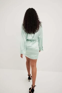 Satin Shirt Mini Dress -Na-Kd nakd satin shirt mini dress 1018 010157 9476 14043