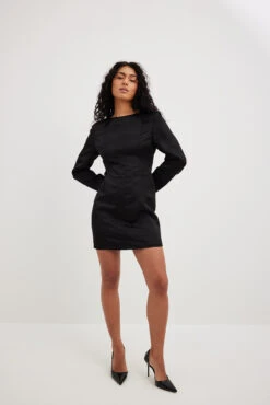 Seam Detail Satin Mini Dress