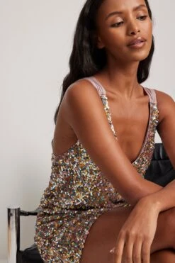 Sequins Tie Back Mini Dress