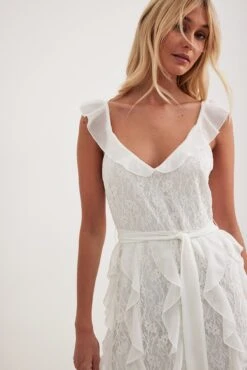 Sheer Lace Detail Maxi Dress