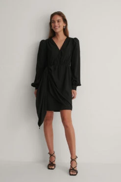 Shoulder Padded V-Neck Dress