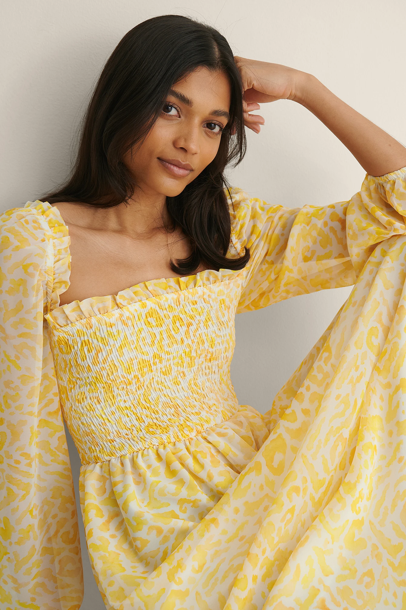 NA-KD Recycled Smocked Balloon Sleeve Maxi Dress 7 NA-KD Recycled Smocked Balloon Sleeve Maxi Dress - Image 5