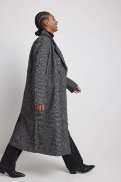 Straight Herringbone Coat -Na-Kd nakd straight herringbone coat 1018 009986 0002 13147