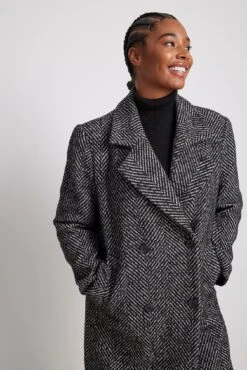 Straight Herringbone Coat -Na-Kd nakd straight herringbone coat 1018 009986 0002 13169