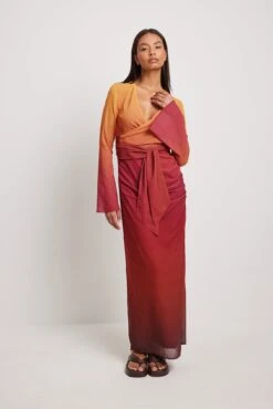 Straps Waist Ombre Maxi Dress