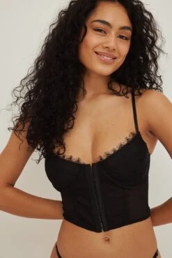 Striped Eyelash Lace Corset -Na-Kd nakd striped eyelsh lace corset 1013 001083 0002 11221