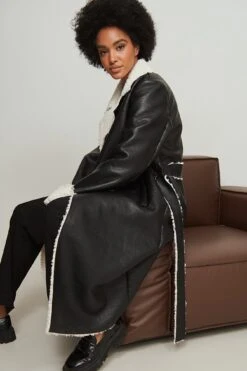 Teddy Detail PU Coat -Na-Kd nakd teddy detail pu coat 1018 008261 0002 04c