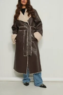 Teddy Detail PU Coat -Na-Kd nakd teddy detail pu coat 1018 008261 0017 04g