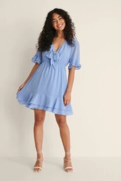 NA-KD Tie Front Sheer Mini Dress -Na-Kd nakd tie front sheer mini dress 1100 004591 0617 02c