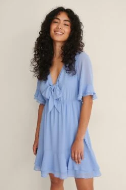 NA-KD Tie Front Sheer Mini Dress -Na-Kd nakd tie front sheer mini dress 1100 004591 0617 04j