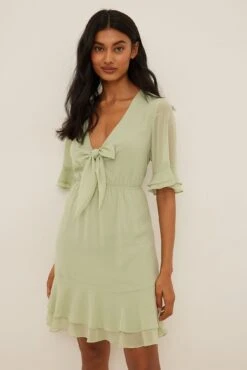 NA-KD Tie Front Sheer Mini Dress -Na-Kd nakd tie front sheer mini dress 1100 004591 9020 2102