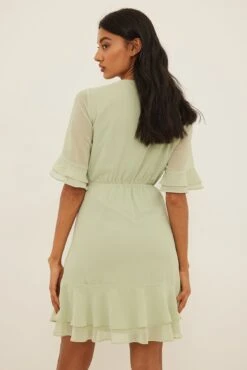 NA-KD Tie Front Sheer Mini Dress -Na-Kd nakd tie front sheer mini dress 1100 004591 9020 2126