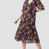 V-Neck Puff Sleeve Chiffon Dress -Na-Kd nakd v neck puff sleeve chiffon dress 1014 000285 4177 01c r